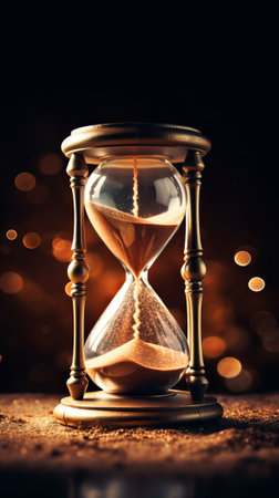 Sands in an hourglass on a blurred backgroundの素材