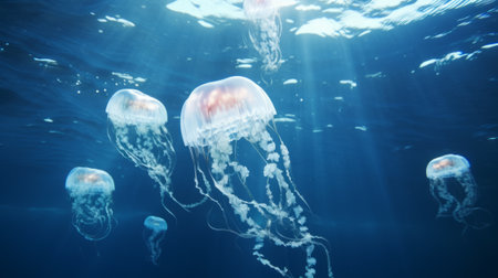 Jellyfish swims in the calm oceanの素材