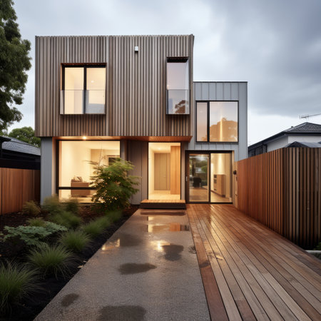 Elegant and cozy house with wood panelsの素材