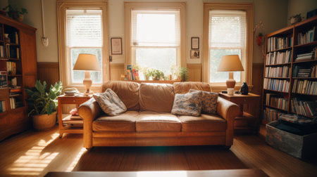 A comfort zone in a cozy living roomの素材