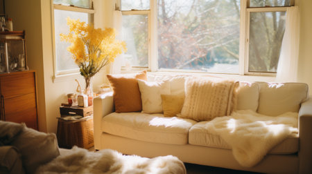 A comfort zone in a cozy living roomの素材
