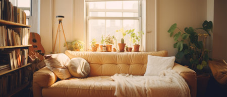 A comfort zone in a cozy living roomの素材