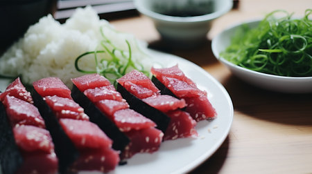 Thinly sliced tuna and seaweed saladの素材