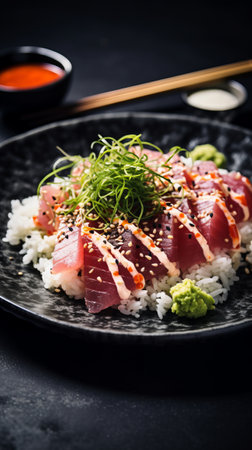 Thinly sliced tuna and seaweed saladの素材