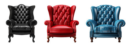 Set of comfortable chairs on a transparent backgroundの素材