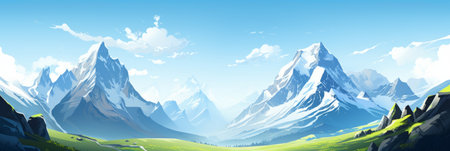 Mountain landscape of big mountains with snowy peaksの素材