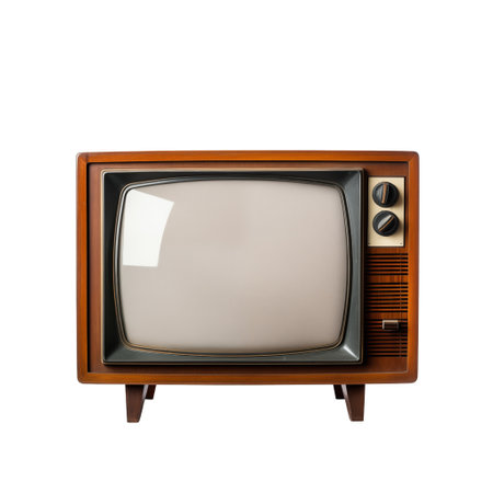 Old TV with white screen on a transparent backgroundの素材