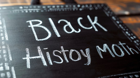 Blackboard with the words Black History Month written in chalk on it.の素材