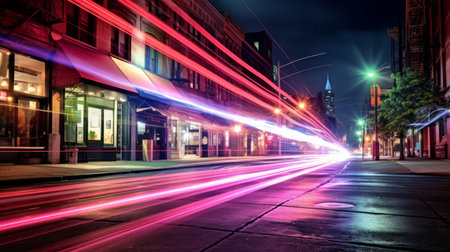 Cityscape with long exposure. The dynamic energy of the night cityの素材