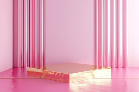 Luxurious platform in gold and pink shadesの素材