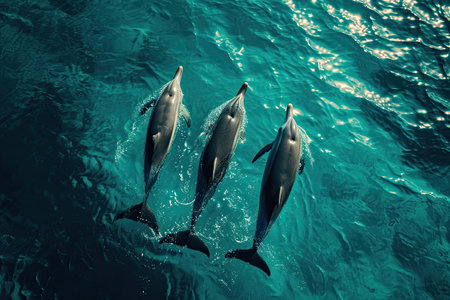Elegance dolphins in the turquoise seaの素材