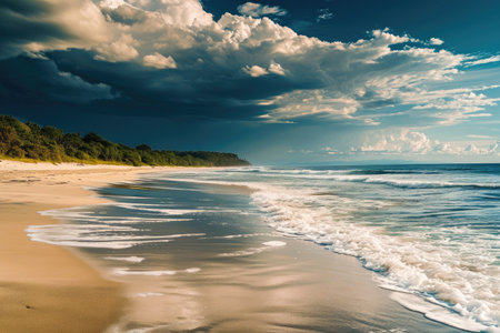 Tranquil beach and ocean sceneの素材