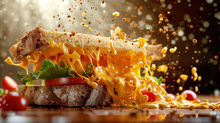 A sandwich with a lot of cheeseの素材