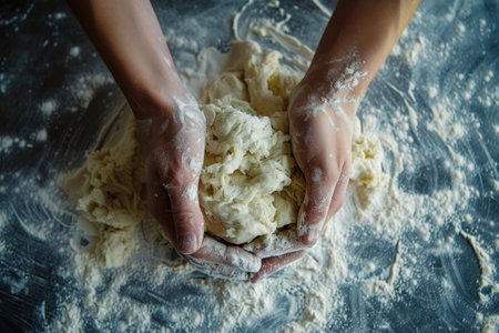 Hands knead the doughの素材