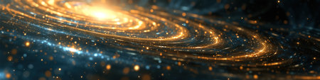 Glittering binary stars illuminated an abstract digital cosmosの素材