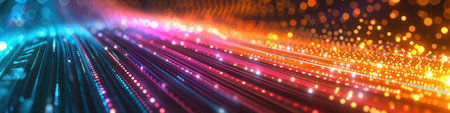 Radiant wavelengths converge in a dynamic tech backgroundの素材
