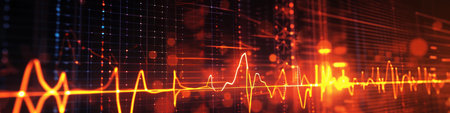 Virtual pulses synchronize in a rhythmic digital heartbeatの素材