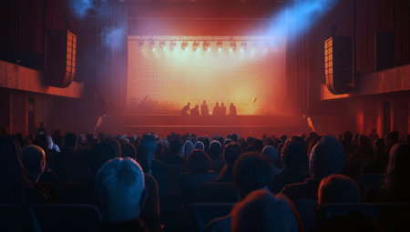 Acoustic background of the stage with people in the audienceの素材