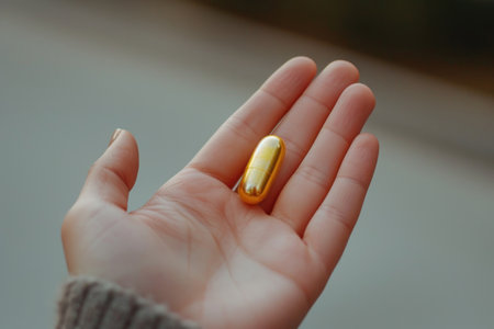 A hand holds a blister pack of medicinesの素材