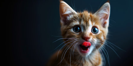 Kitten with striking eyes and curious expressionの素材