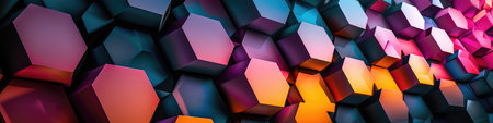 Luminous Hexagon Layers 3D Abstract Artの素材