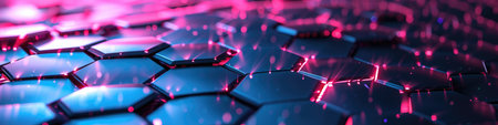 Holographic Hexagon Matrix 3D Abstract Backgroundの素材