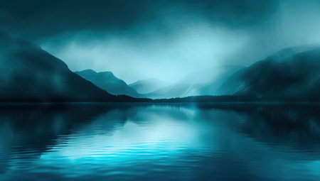 Majestic northern lights over icy mountain peaks. Ethereal arctic winter night skyの素材