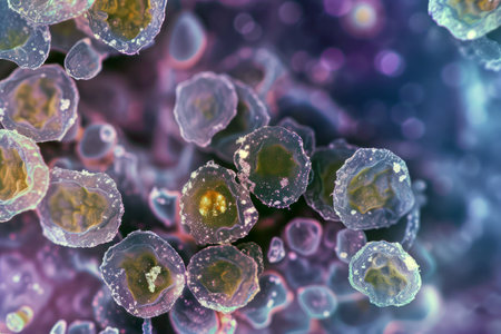 Microscopic view of cells in biological science researchの素材