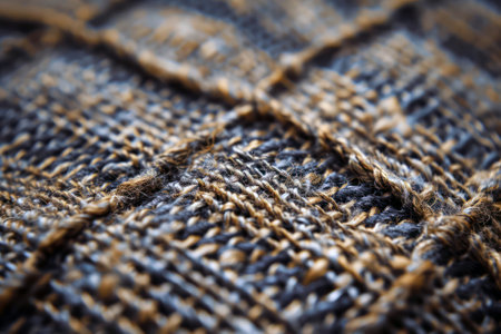 Close-up texture of cozy knit fabric with detailed woolen threadsの素材