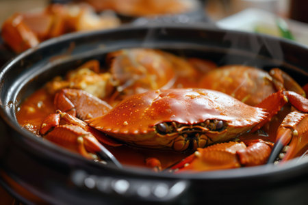 Fresh boiled crab seafood delicacy for gourmet marine cuisineの素材