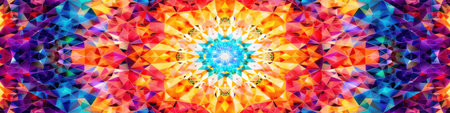 Colorful abstract kaleidoscope geometric pattern. Background for technological processes, science, presentations, education, etcの素材