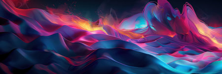 Fluid abstract art with vibrant gradient waves. Background for technological processes, science, presentations, education, etcの素材