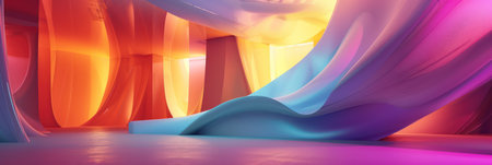 Fluid abstract art with vibrant gradient waves. Background for technological processes, science, presentations, education, etcの素材