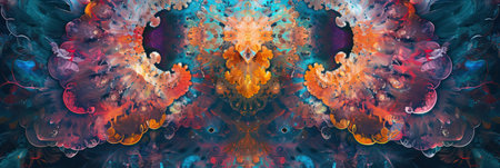 Kaleidoscopic light patterns with colorful symmetrical design. Background for technological processes, science, presentations, education, etcの素材