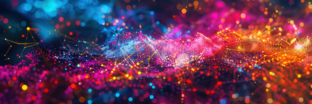 Colorful digital waves in motion. Background for technological processes, science, presentations, etcの素材