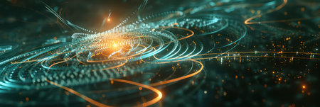 Abstract neural network design with a glowing effect. Background for technological processes, science, presentations, etcの素材