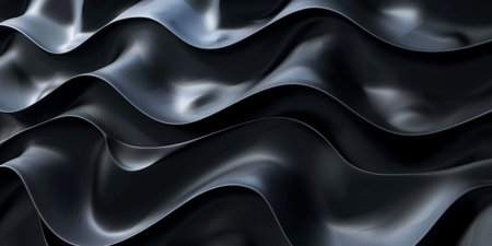 A black and white image of a wave with a metallic texture. The image has a futuristic and industrial feel to itの素材