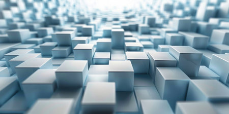 A close up of a white cube wall with many white cubes. The image has a minimalist and clean look, with the white cubes creating a sense of order and simplicityの素材