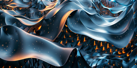 A blue and orange wave with a lot of detail. The blue is very shiny and the orange is very brightの素材