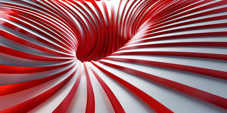 A spiral of red and white stripes with a hole in the middleの素材