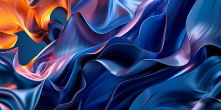 A blue and orange wave of fabric. The blue and orange colors are blended together to create a sense of movement and fluidity. The image evokes a feeling of calmness and serenityの素材