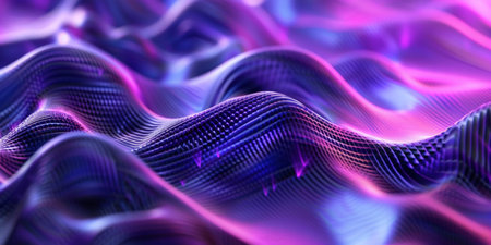 A purple wave with a metallic texture. It is a very abstract and futuristic looking waveの素材