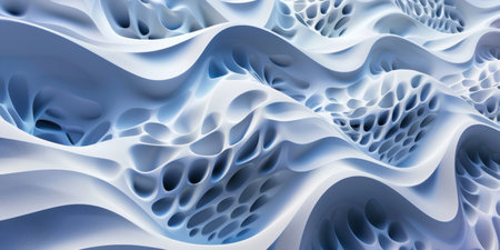 The image is a computer-generated wave with a lot of holes in it. The holes are scattered throughout the wave, creating a sense of depth and textureの素材