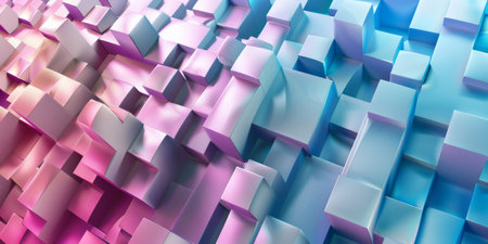 A colorful image of blocks with a pink and blue background. The blocks are arranged in a way that creates a sense of depth and texture. The image conveys a feeling of creativity and funの素材
