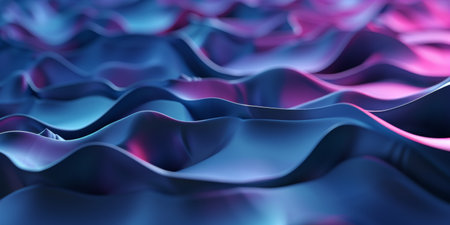 The image is a blue and purple wave with a purple and blue background. The waves are very smooth and the colors are very vibrantの素材