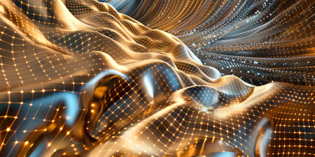 A gold and silver mesh with a lot of dots. The mesh is very shiny and looks like it is made of goldの素材