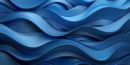 The image is a blue wave with a lot of detail. The blue color is very vivid and the waves are very long. The image has a calming and peaceful mood, as if it were a painting of the oceanの素材