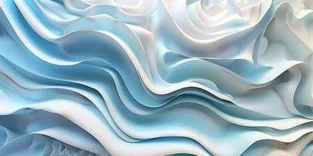 The image is a blue and white abstract piece with a wave-like pattern. The blue and white colors create a sense of calmness and serenity, while the wave pattern adds a sense of movement and fluidityの素材