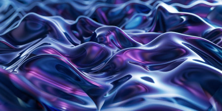 A blue and purple wave of fabric with a shiny, metallic sheen. The image is abstract and has a futuristic feel to itの素材