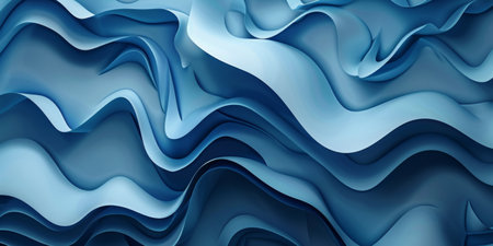 A blue wave with a lot of detail. The blue color is very vivid and the waves are very longの素材